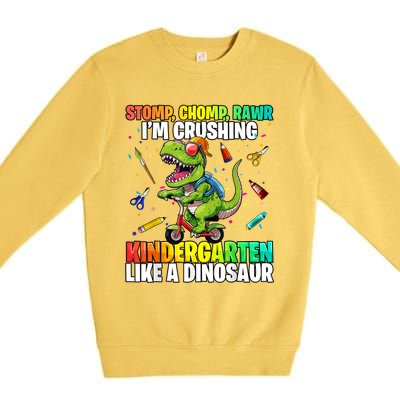 Dinosaur Kindergarten Back To School First Day Of School Boy Premium Crewneck Sweatshirt