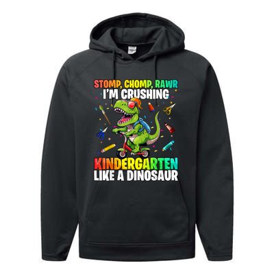 Dinosaur Kindergarten Back To School First Day Of School Boy Performance Fleece Hoodie