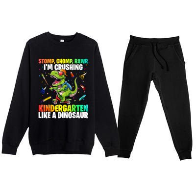 Dinosaur Kindergarten Back To School First Day Of School Boy Premium Crewneck Sweatsuit Set