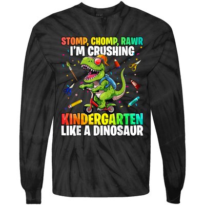 Dinosaur Kindergarten Back To School First Day Of School Boy Tie-Dye Long Sleeve Shirt