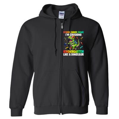 Dinosaur Kindergarten Back To School First Day Of School Boy Full Zip Hoodie