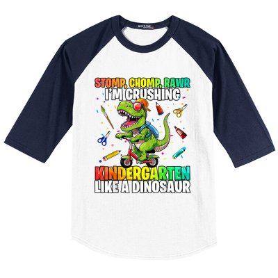 Dinosaur Kindergarten Back To School First Day Of School Boy Baseball Sleeve Shirt