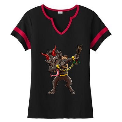 Dabbing Krampus Christmas Dab Cool Ladies Halftime Notch Neck Tee