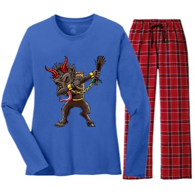 Dabbing Krampus Christmas Dab Cool Women's Long Sleeve Flannel Pajama Set 