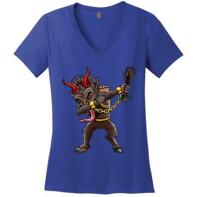 Dabbing Krampus Christmas Dab Cool Women's V-Neck T-Shirt