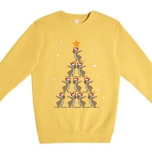 Dabbing Kangaroo Christmas Gift Dab Christmas Tree Premium Crewneck Sweatshirt