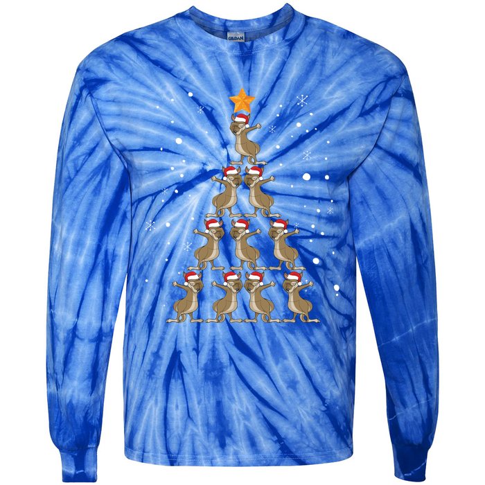 Dabbing Kangaroo Christmas Gift Dab Christmas Tree Tie-Dye Long Sleeve Shirt