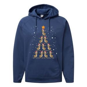 Dabbing Kangaroo Christmas Gift Dab Christmas Tree Performance Fleece Hoodie