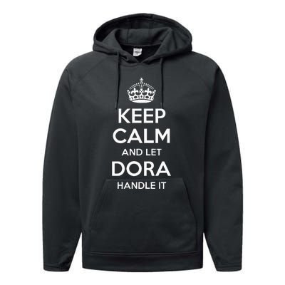 Dora Keep Calm Personalized Name Funny Birthday Gift Idea Performance Fleece Hoodie