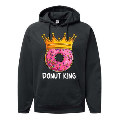 Donut King Doughnut Funny Donut Crown Sweet Baker Performance Fleece Hoodie