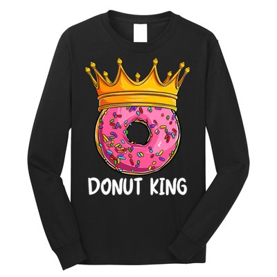 Donut King Doughnut Funny Donut Crown Sweet Baker Long Sleeve Shirt
