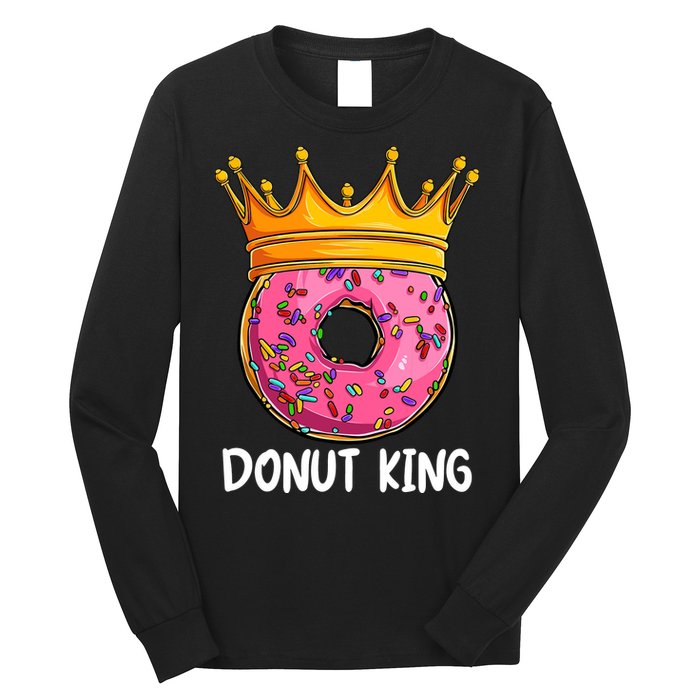 Donut King Doughnut Funny Donut Crown Sweet Baker Long Sleeve Shirt