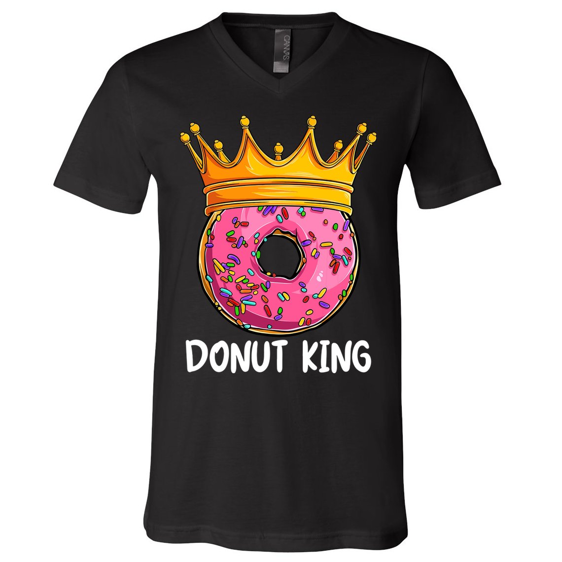 Donut King Doughnut Funny Donut Crown Sweet Baker V-Neck T-Shirt