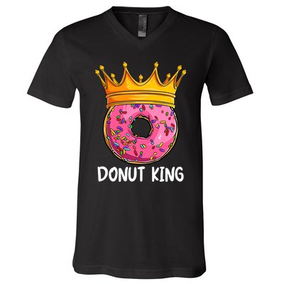 Donut King Doughnut Funny Donut Crown Sweet Baker V-Neck T-Shirt