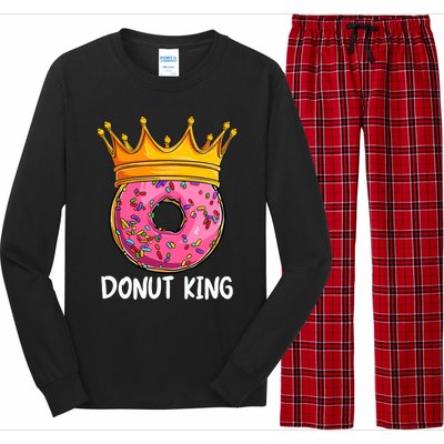 Donut King Doughnut Funny Donut Crown Sweet Baker Long Sleeve Pajama Set