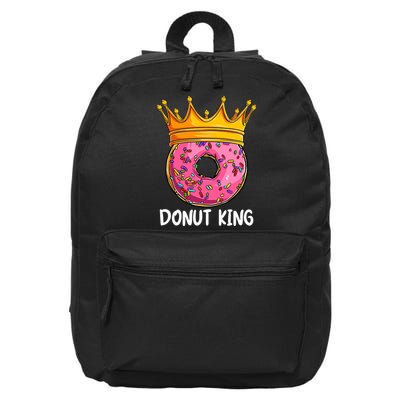 Donut King Doughnut Funny Donut Crown Sweet Baker 16 in Basic Backpack