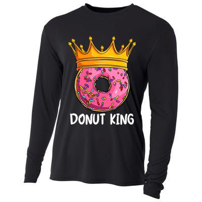 Donut King Doughnut Funny Donut Crown Sweet Baker Cooling Performance Long Sleeve Crew