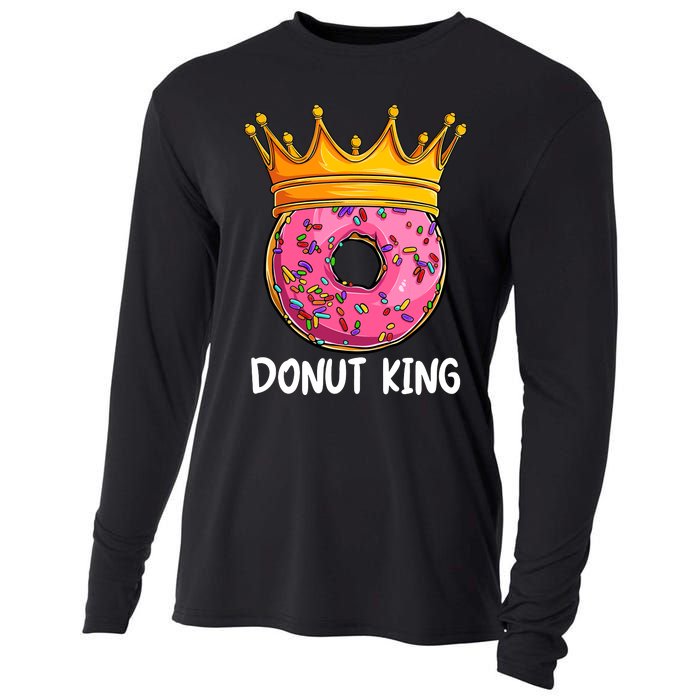 Donut King Doughnut Funny Donut Crown Sweet Baker Cooling Performance Long Sleeve Crew