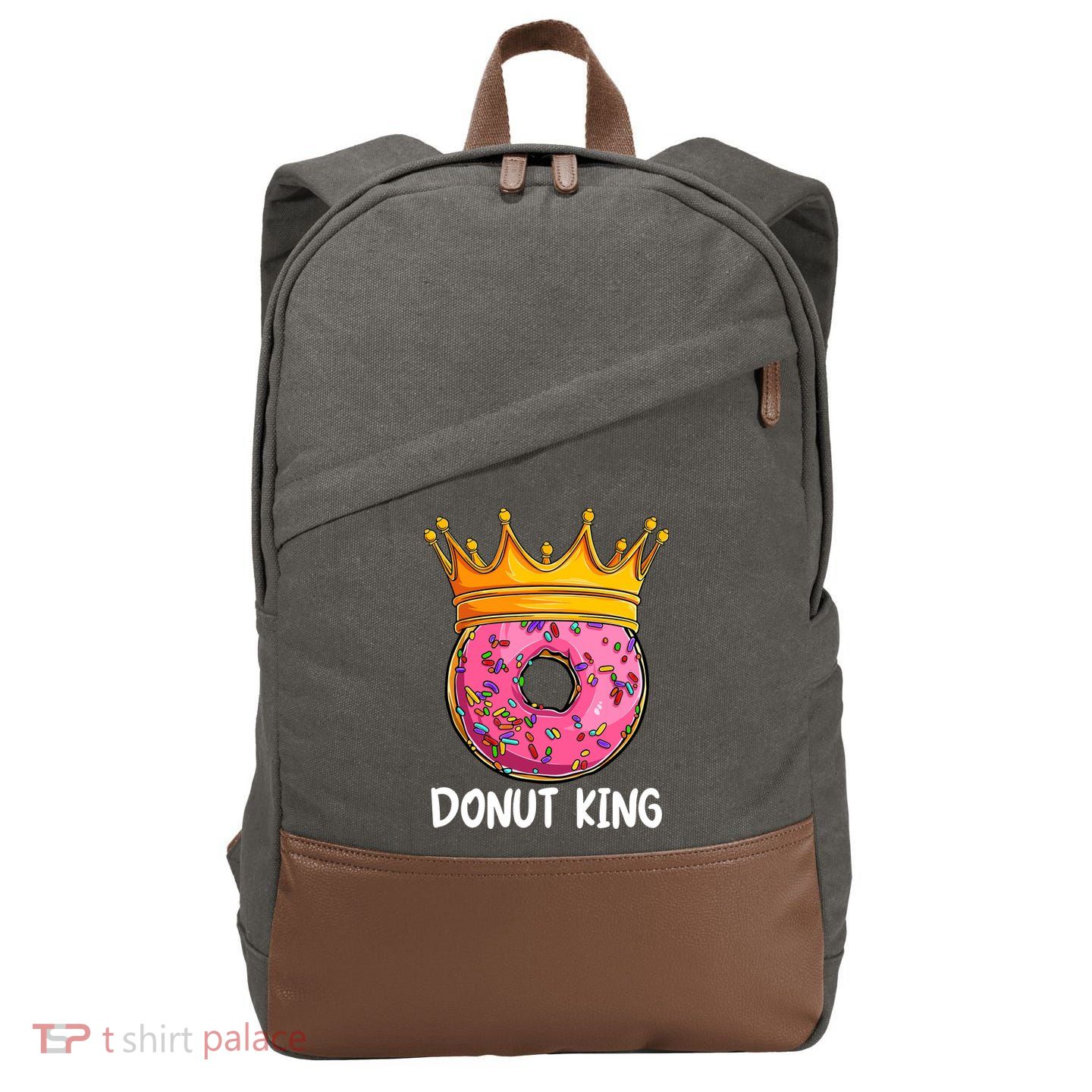 Donut King Doughnut Funny Donut Crown Sweet Baker Cotton Canvas Backpack