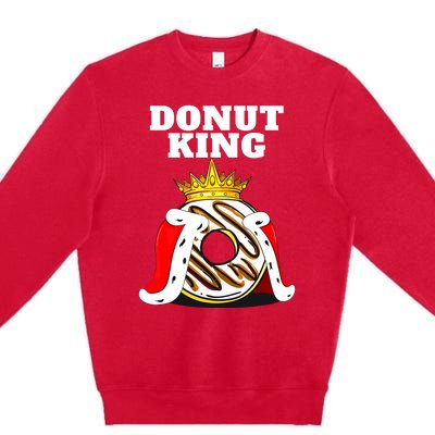 Donut King Doughnuts Funny Donut Lover Cute Donut Premium Crewneck Sweatshirt