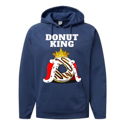 Donut King Doughnuts Funny Donut Lover Cute Donut Performance Fleece Hoodie