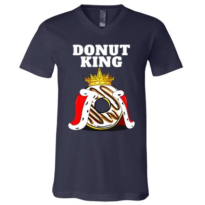 Donut King Doughnuts Funny Donut Lover Cute Donut V-Neck T-Shirt