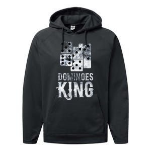 Dominoes King Domino Player Dominoes Lover Tile Game Performance Fleece Hoodie