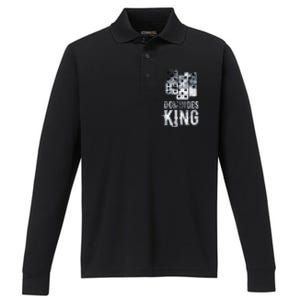 Dominoes King Domino Player Dominoes Lover Tile Game Performance Long Sleeve Polo