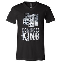 Dominoes King Domino Player Dominoes Lover Tile Game V-Neck T-Shirt