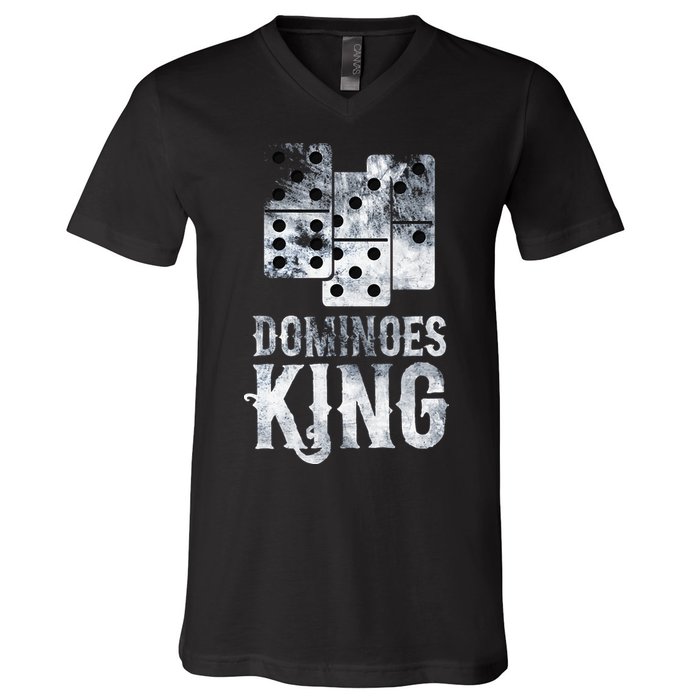 Dominoes King Domino Player Dominoes Lover Tile Game V-Neck T-Shirt