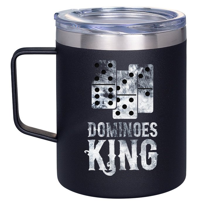 Dominoes King Domino Player Dominoes Lover Tile Game 12oz Stainless Steel Coffee Mug