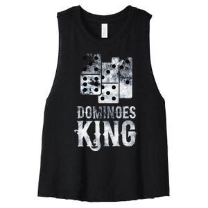 Dominoes King Domino Player Dominoes Lover Tile Game Women's Racerback Cropped Tank