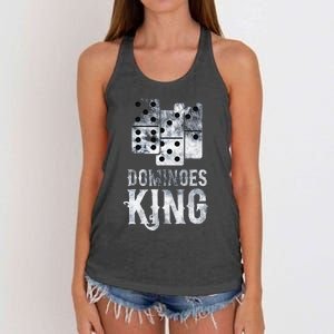 Dominoes King Domino Player Dominoes Lover Tile Game Women's Knotted Racerback Tank