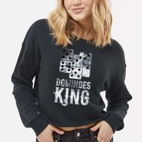Dominoes King Domino Player Dominoes Lover Tile Game Cropped Pullover Crew