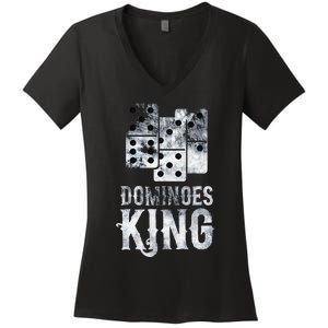 Dominoes King Domino Player Dominoes Lover Tile Game Women's V-Neck T-Shirt