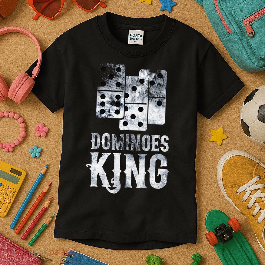 Dominoes King Domino Player Dominoes Lover Tile Game Kids T-Shirt