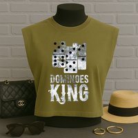 Dominoes King Domino Player Dominoes Lover Tile Game Garment-Dyed Women's Muscle Tee