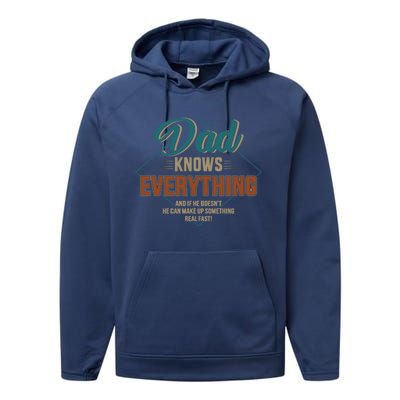 Dad Knows Everything Vintage For Father's Day Meaningful Gift Performance Fleece Hoodie