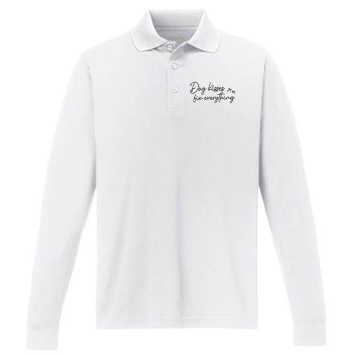 Dog Kisses Fix Everything Performance Long Sleeve Polo