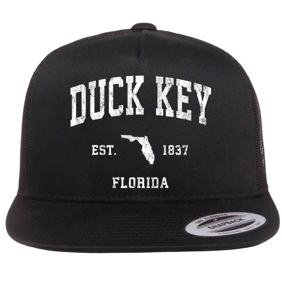 Duck Key Florida Fl Vintage Athletic Flat Bill Trucker Hat