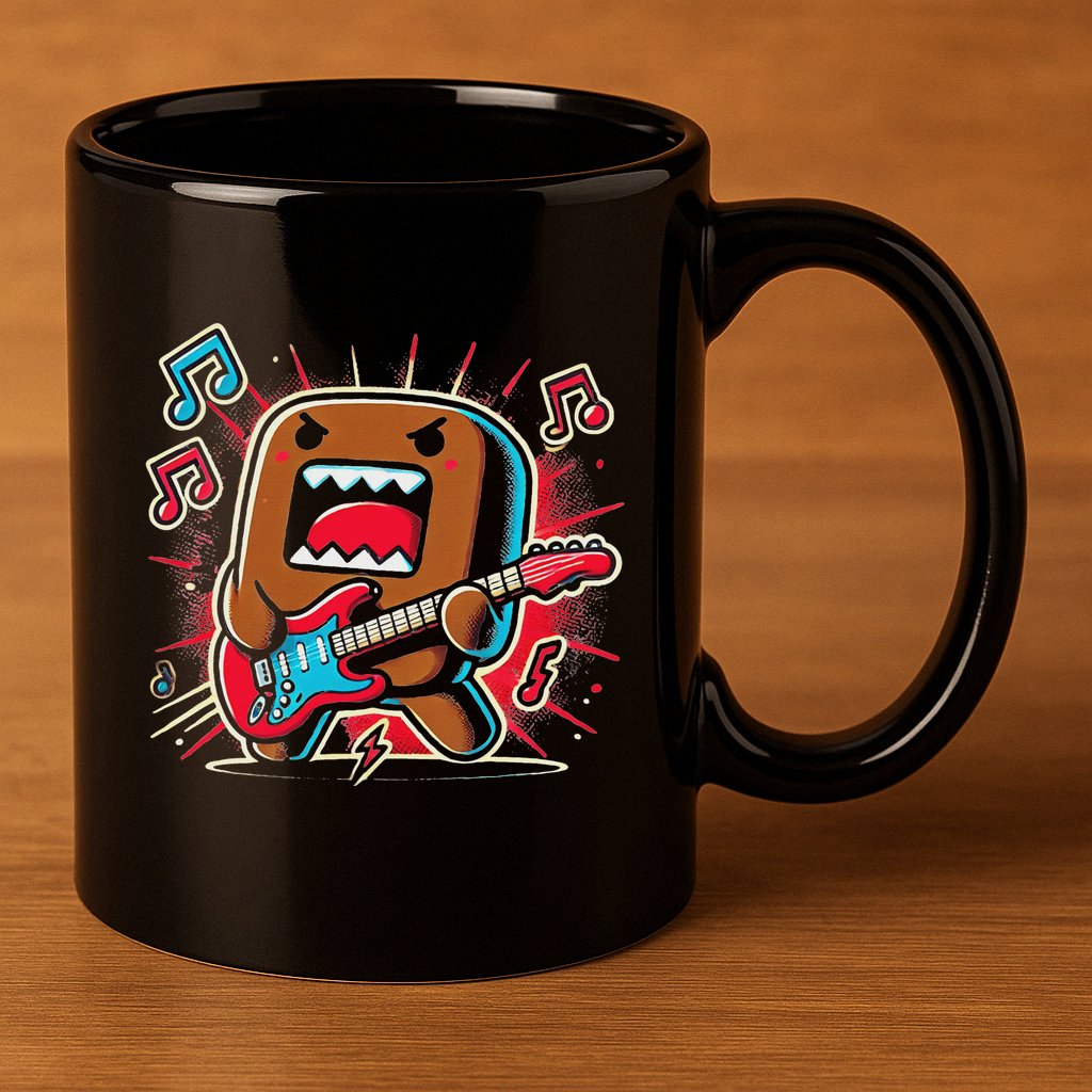 Domo Kun Guitar Xmas 11oz C Handle Ceramic Mug