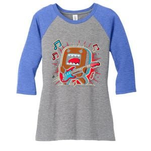 Domo Kun Guitar Xmas Women's Tri-Blend 3/4-Sleeve Raglan Shirt