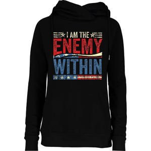 Democrat Kamala Harris Enemy Within Antitrump Left Wing Womens Funnel Neck Pullover Hood