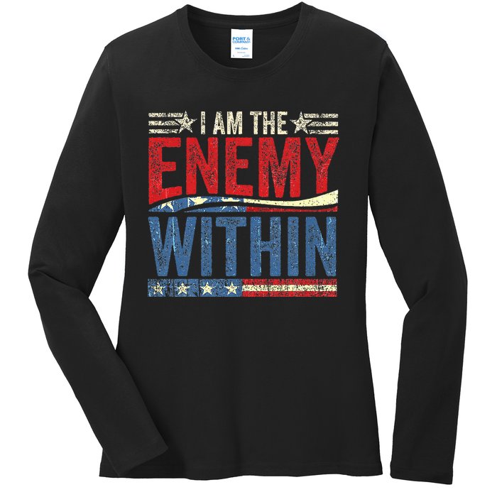 Democrat Kamala Harris Enemy Within Antitrump Left Wing Ladies Long Sleeve Shirt