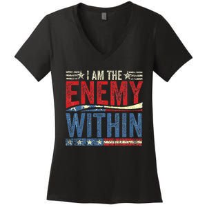 Democrat Kamala Harris Enemy Within Antitrump Left Wing Women's V-Neck T-Shirt