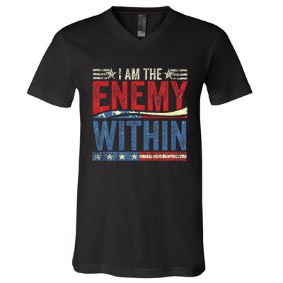 Democrat Kamala Harris Enemy Within Antitrump Left Wing V-Neck T-Shirt