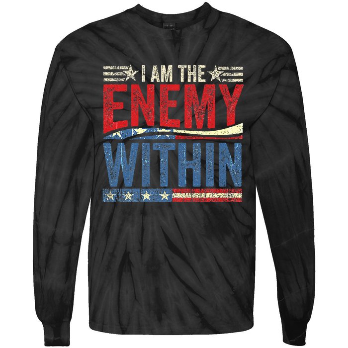 Democrat Kamala Harris Enemy Within Antitrump Left Wing Tie-Dye Long Sleeve Shirt