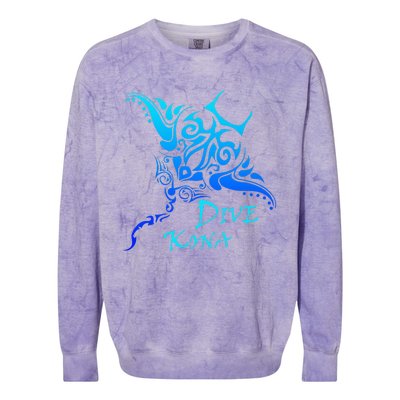 Dive Kona Hawaii Tribal Stingray Polynesian Tattoo Colorblast Crewneck Sweatshirt