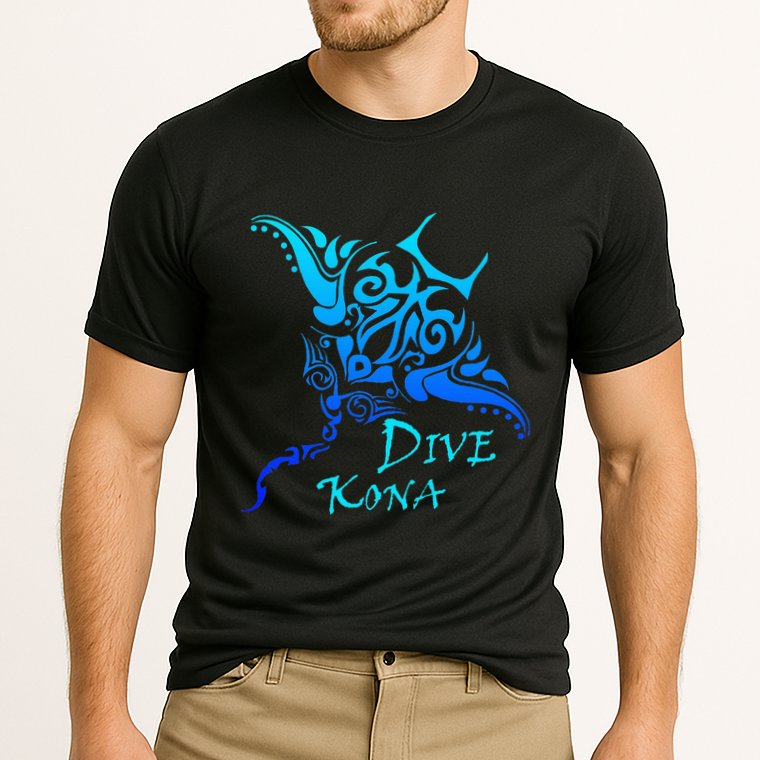 Dive Kona Hawaii Tribal Stingray Polynesian Tattoo Cooling Performance Crew T-Shirt