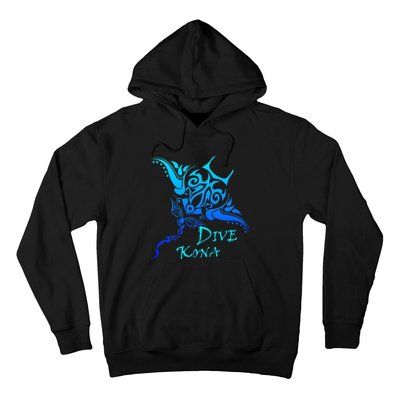 Dive Kona Hawaii Tribal Stingray Polynesian Tattoo Hoodie